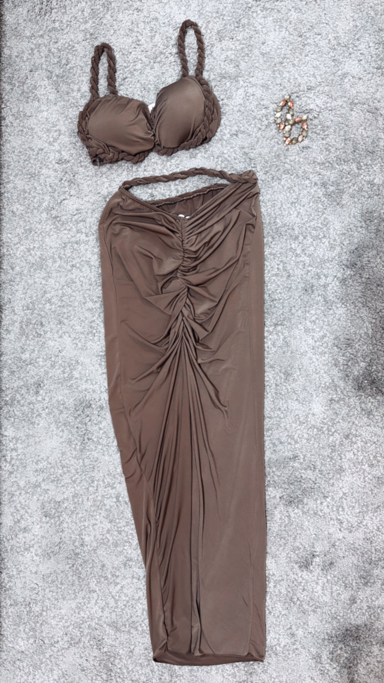 Coordinato intreccio marrone