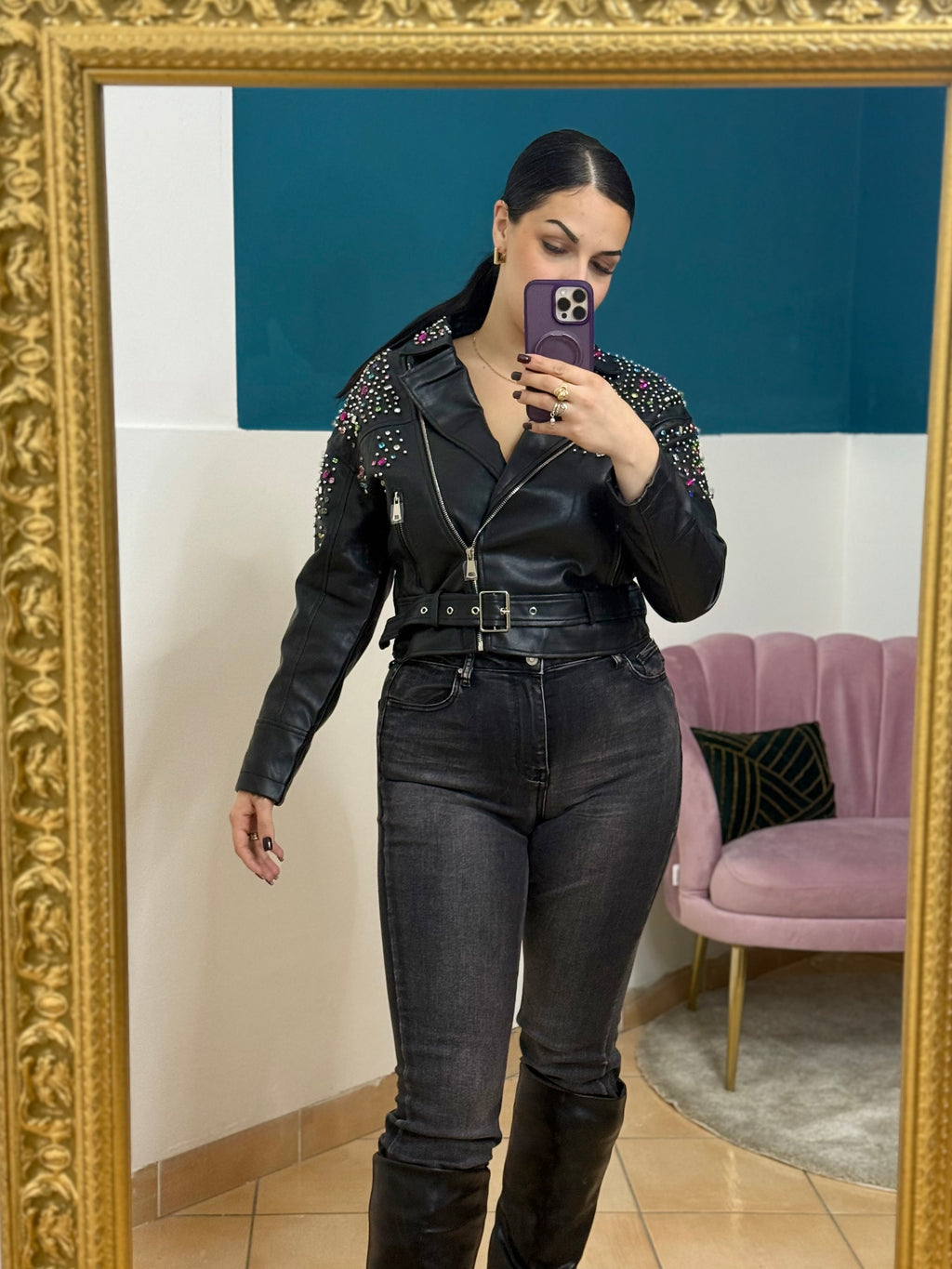 Chiodo Multicolor Ecopelle