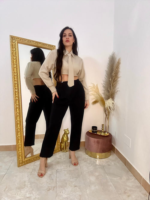 Camicia Crop beige