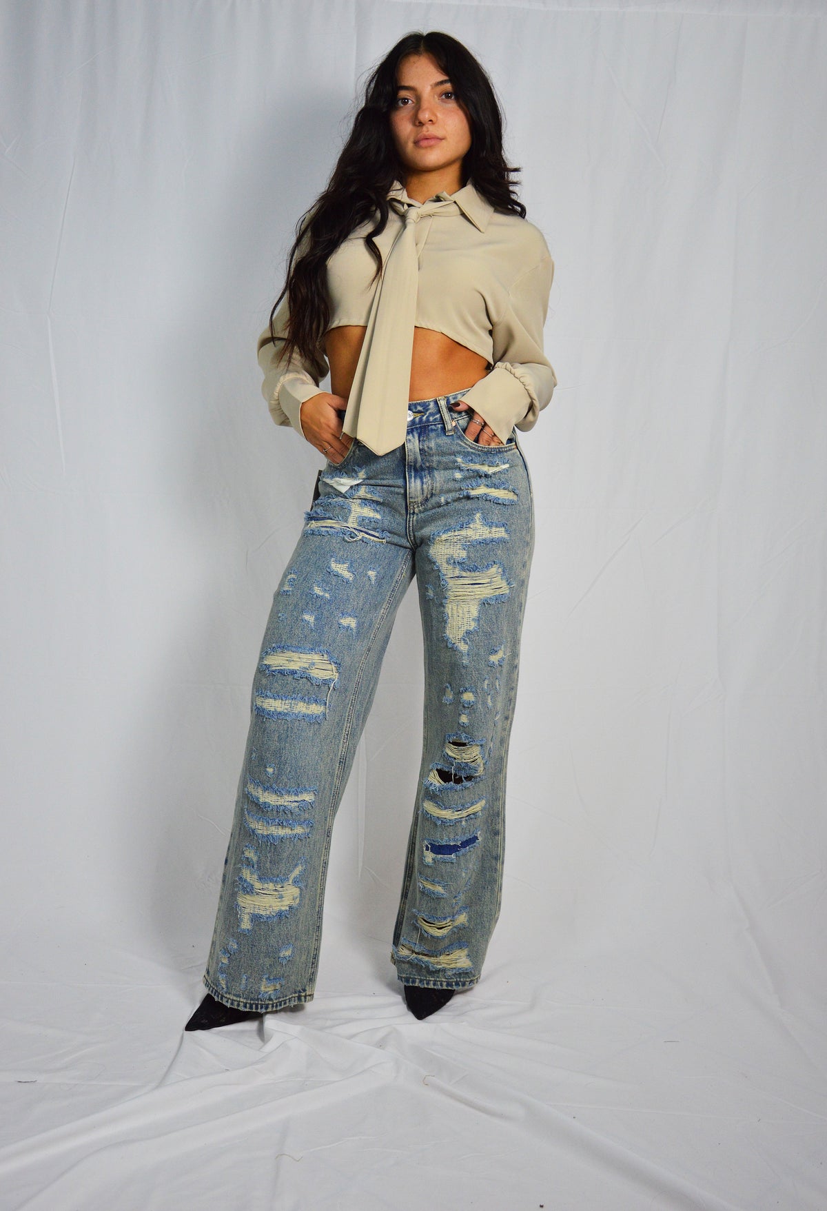 Camicia Crop beige