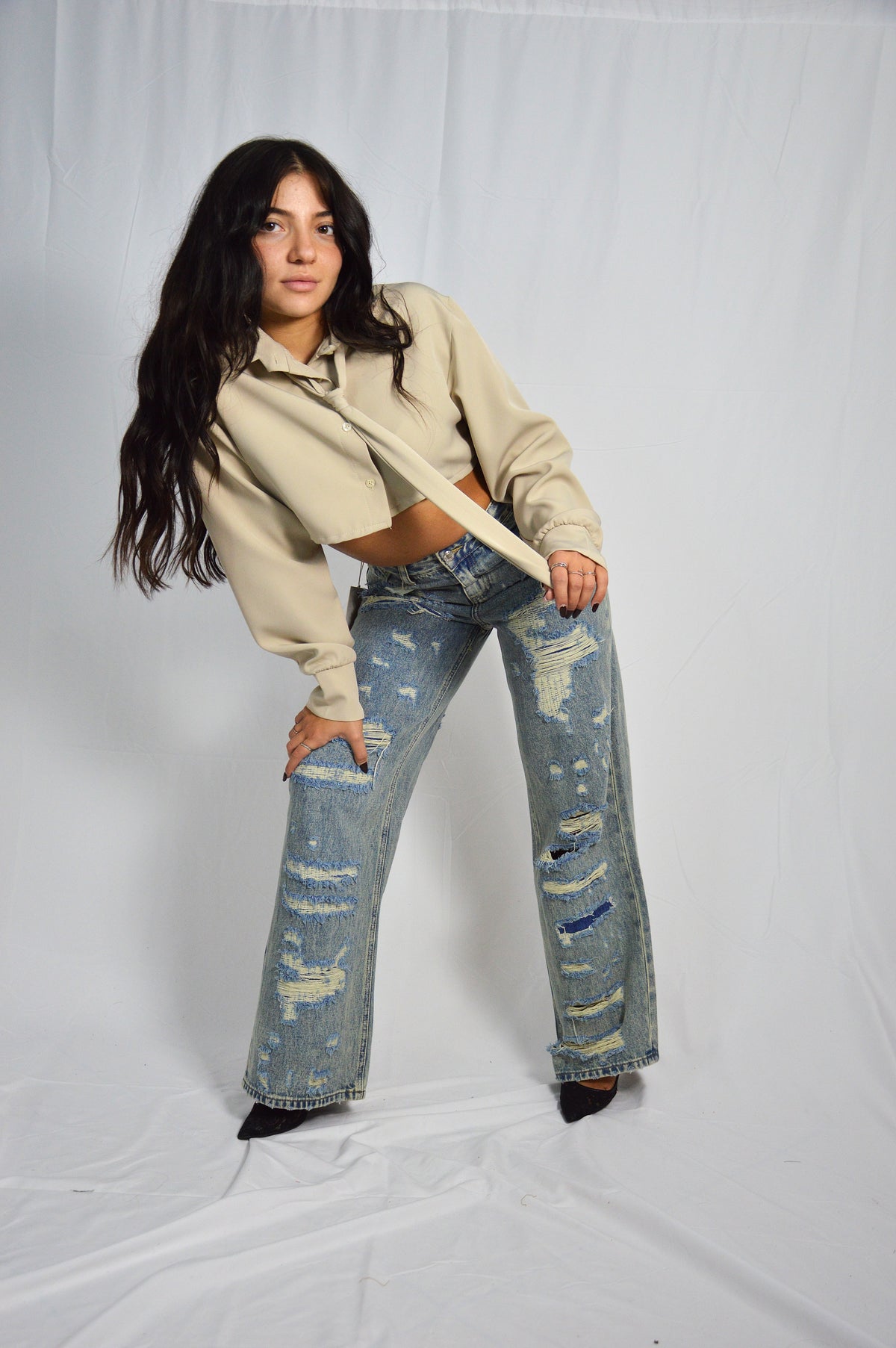 Camicia Crop beige